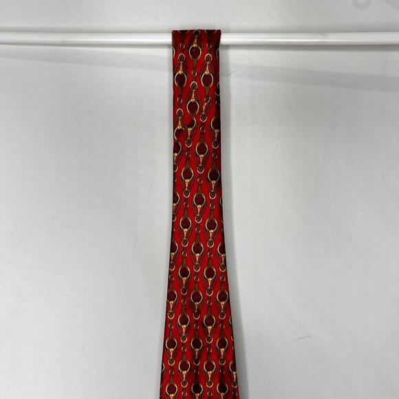 Scappino Men’s Necktie 4” Red & Gold Silk Neck Tie Bridal Bits - Picture 4 of 10